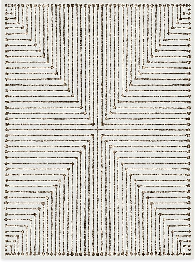 RUGGABLE x Jonathan Adler Machine Washable Modern Area Rug – Inkdrop Camel & Ivory 9x12, Stain-Resistant, Non-Slip – Large Rugs for Living Room, Bedroom, Hallway, Entryway & Office–with Cushioned Pad