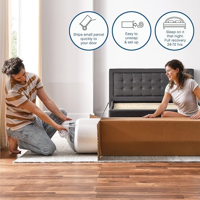 Cool Gel 8 Inch Short Queen Memory Foam Mattress Medium Firm, Memory Foam Mattress Short Queen Size Cooling, Made in the USA, 8" Depth with Pressure Relief, CertiPUR-US Certified, CoolGel Bed