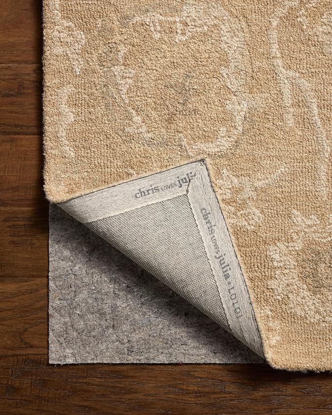 Loloi Chris Loves Julia Dorothea Collection DRT-01 Sand/Pebble 9'-3" x 13' Area Rug Wool Neutral Floral Living Room Bedroom Carpet