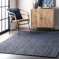 nuLOOM 6x9 Rigo Jute Hand Woven Area Rug, Navy, Solid Farmhouse Design, Natural Fiber, For Bedroom, Living Room, Dining Room, Hallway, Office, Kitchen, Entryway