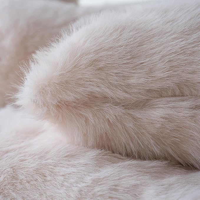 Neelvin Beige Faux Fur Cozy Fluffy Double-Sided Decorative Throw Pillow Covers 16x16 inch Set of 2,Velvet Pillowcase Cushion Case for Sofa Couch