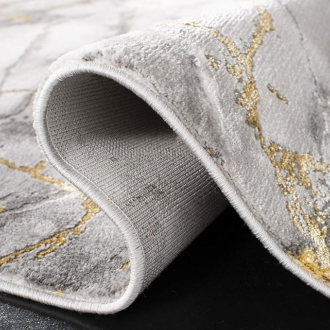 SAFAVIEH Craft Collection Area Rug - 10' Square, Grey & Gold, Modern Abstract Design, Non-Shedding & Easy Care, Ideal for High Traffic Areas in Living Room, Bedroom (CFT877F)