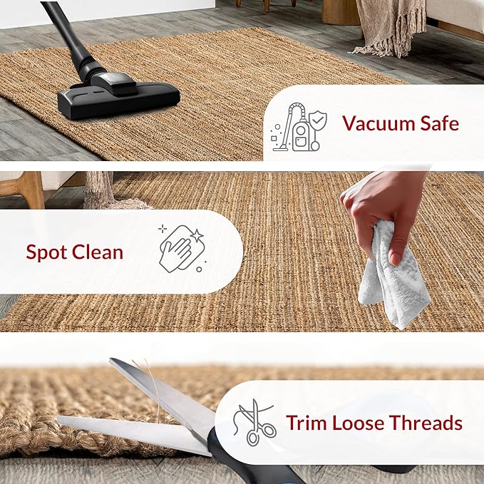 nuLOOM Ashli Solid Farmhouse Jute Runner Rug, 2' 6" x 10', Natural