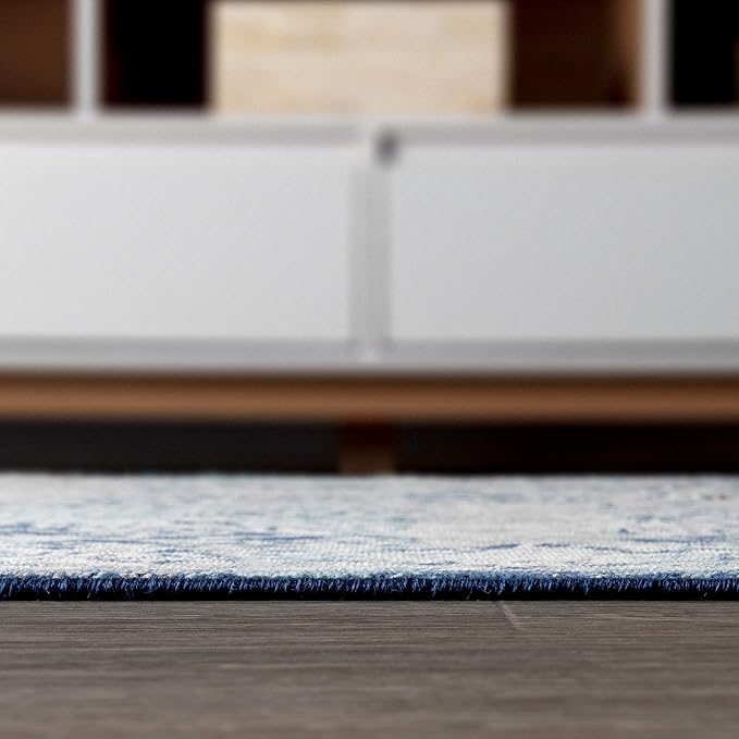 JONATHAN Y Modern Vintage Medallion Navy/Light Gray Indoor Area Rug, 8x10, Country, Floral, Easy-Cleaning for Living Room, Bedroom, Kitchen, Pet Friendly, Non-Shedding (MDP100B-8)