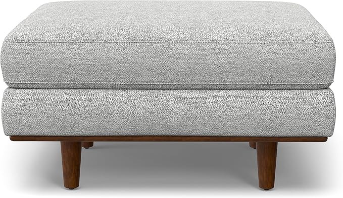 SIMPLIHOME Morrison 33-inch Wide Table Ottoman in Mist Grey Woven-Blend Fabric, Multifunctional Footrest, Coffee Table, or Extra Seating for Living Room, Mid-Century Modern Style