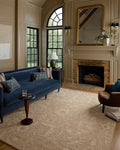 Loloi Chris Loves Julia Dorothea Collection DRT-01 Sand/Pebble 9'-3" x 13' Area Rug Wool Neutral Floral Living Room Bedroom Carpet