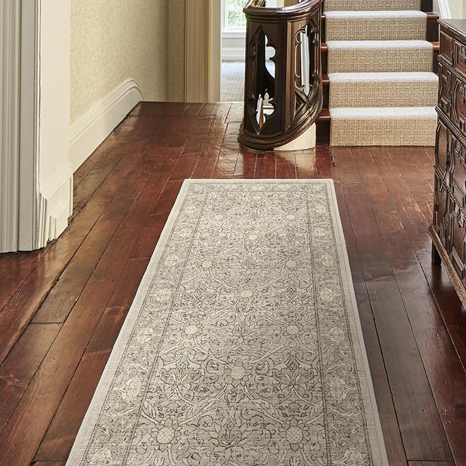 RUGGABLE x Morris & Co Washable Area Rug – Montreal Natural Stone 6x9, Stain-Resistant, Non-Slip – Medium Machine Washable Rugs for Living Room, Bedroom, Hallway, Entryway & Office–with Cushioned Pad