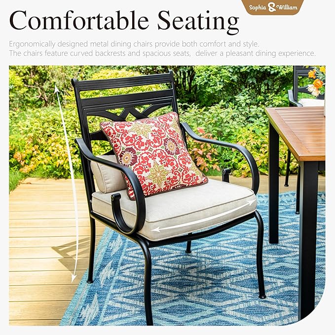 Sophia and William Patio Dining Chairs Set of 6, Outdoor Metal Armchairs, Outdoor Dining Chairs