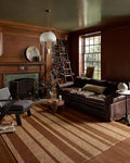 Loloi Leanne Ford Weatherstaff Collection WTS-04 Cinnamon/Natural 2'-6" x 9'-9" Runner Rug Jute, Striped, Neutral, Hallway, Kitchen, Mudroom, and Bathroom