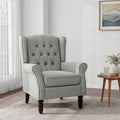 Accent Chair, Upholstered Armchair with Button Tufted High Back & Solid Wood Legs, Comfy Wingback Reading Single Sofa Chair for Small Spaces, Living Room, Bedroom (Grey, Set of 1)