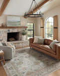 Loloi Magnolia Home by Joanna Gaines Millie Collection MIE-02 Sky/Gold 2'-7" x 10'-0", .25" Pile Height, Runner Rug