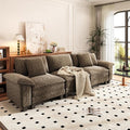 PHI VILLA Modern Modular Couches Sets, 123.6" Cloud Sectional Sofa with Upholstered Deep Seat, 3-Seater Couch for Living Room Small Spaces, Chenille Fabric, Taupe
