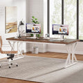 Tribesigns 78.7-Inch Executive Desk, Large Computer Office Desk Workstation, Modern Simple Style Laptop Desk Study Writing Table Business Furniture for Home Office (Rustic Brown/White, 78.7 Inch)