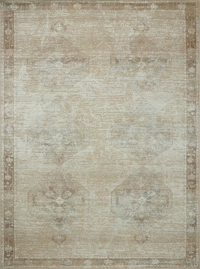 Loloi Amber Lewis Cambria Collection CBR-02 Mist/Natural 2'-6" x 7'-6" Runner Rug Jute, Neutral, Vintage Style, Antique Tone, Living, Bedroom, Dining, Carpet
