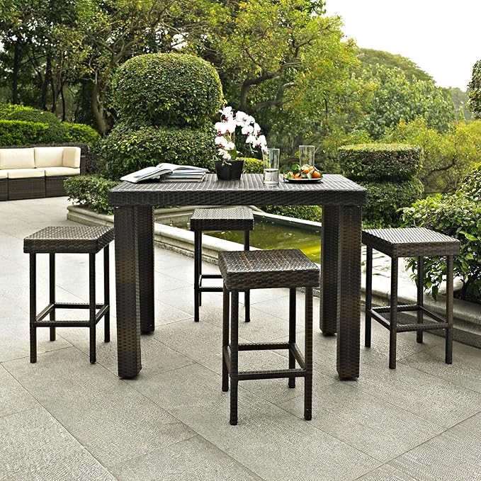 Crosley Furniture Palm Harbor 6-Person Rectangular Counter-Height Outdoor Bar Dining Table for Outside Patio, Brown