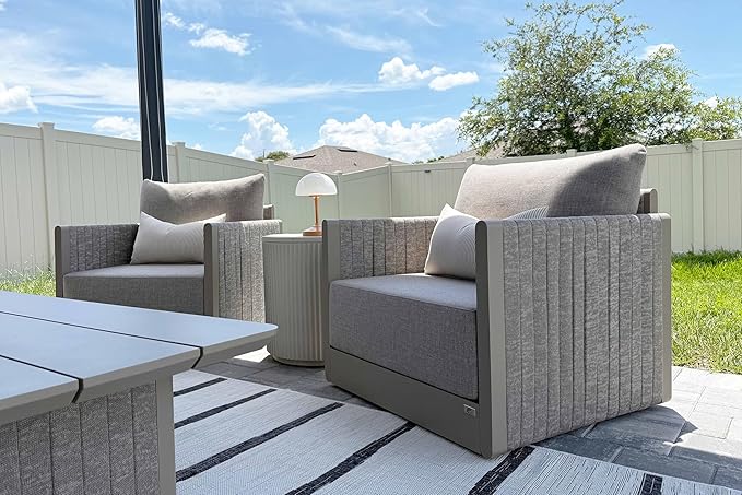 PURPLE LEAF 10 Pieces Patio Conversation Sets with Coffee Table All Weather Outdoor Couch Sectional Set with Cushion Small Conversation Set for Garden Poolside Backyard Beige
