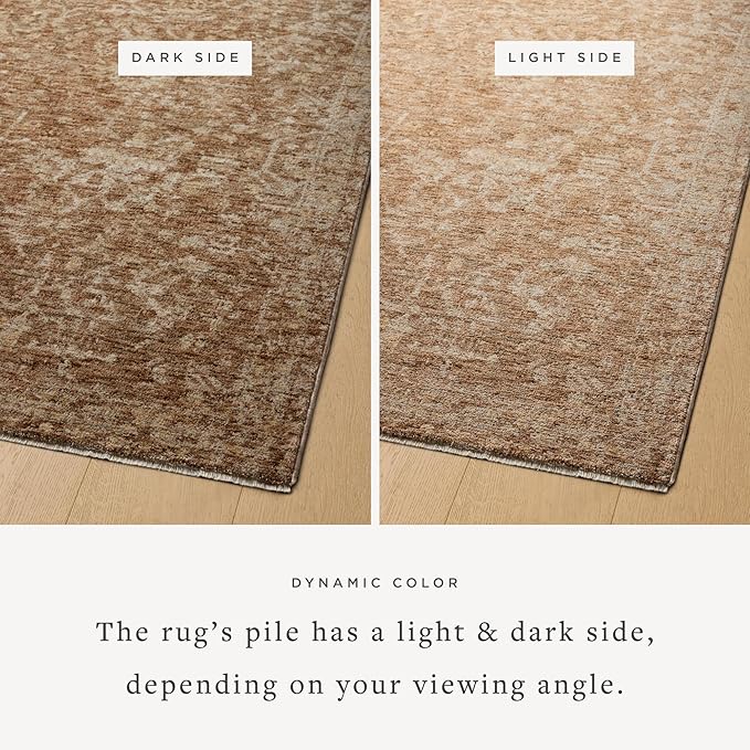 Loloi Magnolia Home by Joanna Gaines Junie Collection JUE-01 Clay/Natural 5'-3" x 7'-6", .38" Pile Height, Area Rug