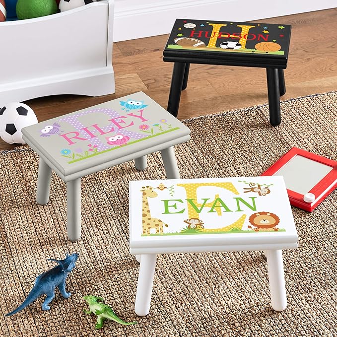 Let’s Make Memories Personalized My Own Name Step Stool - Children’s Step Stool - Sturdy Wood – Non-Toxic Paint, Sealer - Mermaid Design - Gray - 14’Wx9.25”Lx8.75”H - Ages 3+