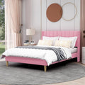 AGARTT Upholstered Platform Bed Frame Full Size with Headboard and Footboard/Wooden Slats Support/No Box Spring Needed Easy Assembly,Pink Velvet
