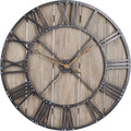 Household Essentials Household Essentials Large Oversized Decorative Rustic Wall Clock, Brown Wood / black Metal