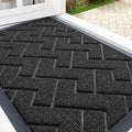 OLANLY Front Door Mat Indoor Outdoor Entrance, Waterproof All-Season, All-Weather Doormat, Sturdy Natural Rubber, Low Profile, Easy Clean Patio Porch Entryway Mat, Herringbone Brick (Black, 71x23)