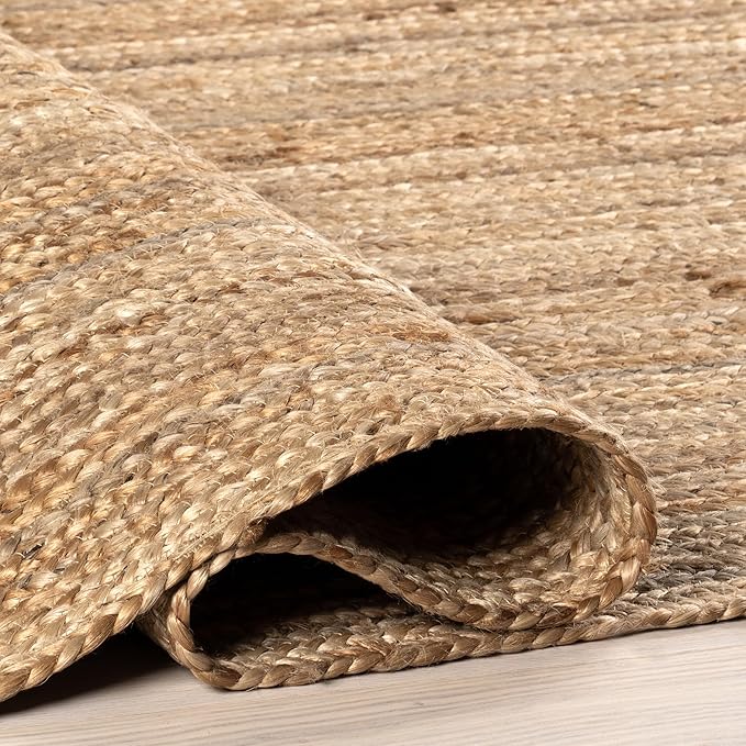 nuLOOM 12x18 Rigo Jute Hand Woven Area Rug, Natural, Solid Farmhouse Design, Natural Fiber, For Bedroom, Living Room, Dining Room, Hallway, Office, Kitchen, Entryway