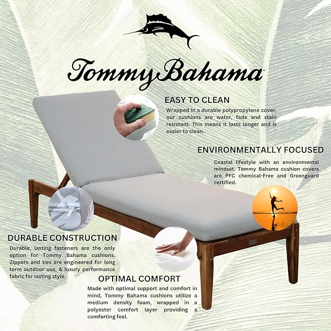 Tommy Bahama Chaise Cushion, 23" X 75" X 2.5", Bamboo Bay Sand