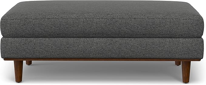 SIMPLIHOME Morrison 49-inch Wide Table Ottoman in Charcoal Grey Woven-Blend Fabric, Multifunctional Footrest, Coffee Table, or Extra Seating for Living Room, Mid-Century Modern Style