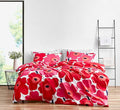 Marimekko - Queen Comforter Set, Cotton Bedding with Matching Shams, Lightweight Home Decor for All Seasons (Unikko Red, Queen)
