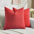 FUTEI Christmas Red Decorative Throw Pillow Covers 22x22 Inch Set of 2,Soft Cozy Wheat Ear Striped Patterns Cushion Cases,Modern Home Decor for Couch Bed Living Room