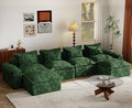 Hobestluk 152" Cloud Modular Sectional Couch 4-Seater Sofa with Ottomans U Shaped Couch Deep Seat Sofa with Removable Cover for Living Room (Green, 4-Seater Sofa with Two Ottomans)