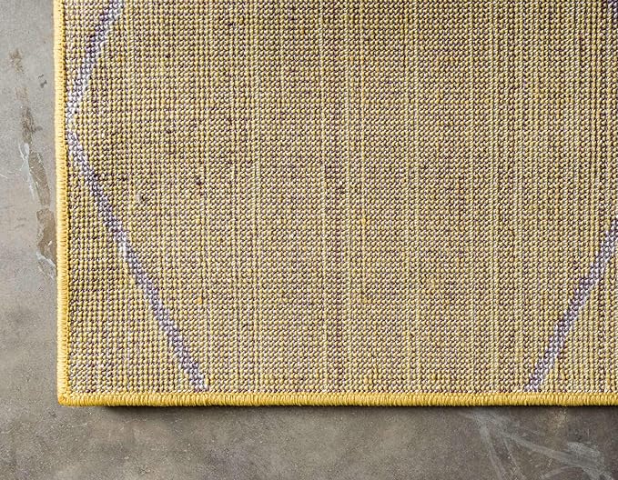 Unique Loom Trellis Frieze Collection Area Rug - Geometric (10' x 14' 1", Yellow/ Ivory)