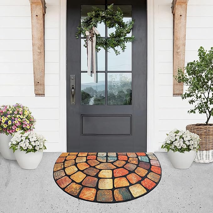 ubdyo Welcome in Style Front Door Mat - Low Pile Front Door Mat Outside Entrance - Muddy Dirt Trapping Welcome Matt Outdoor - Rubber Backing Anti Slip Indoor Doormat Entrance, 29" x 17"