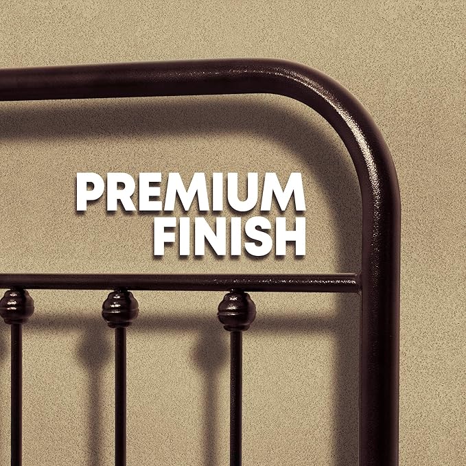 Golden Gate Beds Vintage Style Metal Bed Frame with Wrought Iron Headboard and Footboard, Classic Platform Bedframe with Storage, No Box Spring Needed, Mattress Foundation, Brown, Queen Size