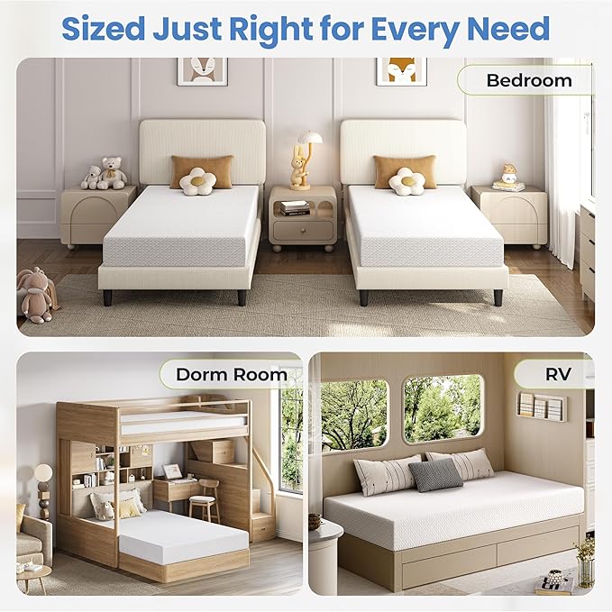 Yaheetech 8 Inch Queen Mattress 3 Foam Layer Cooling Gel Memory Foam Mattresses, Green Tea for Fresher Sleep, Medium Firm, CertiPUR-US Certified, No Fiberglass, Queen Size Mattress in a Box