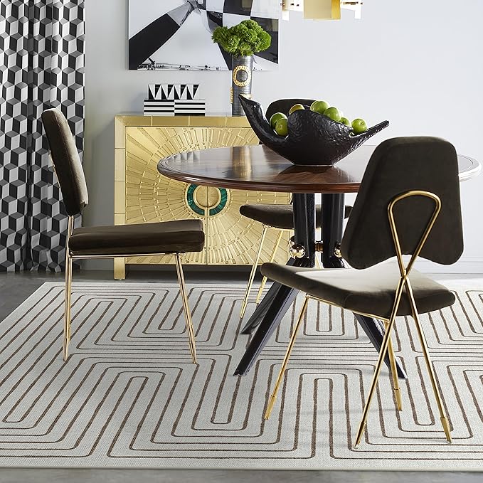 RUGGABLE x Jonathan Adler Machine Washable Modern Area Rug – Labyrinth Camel/Ivory 5x7, Stain-Resistant, Non-Slip – Medium Rugs for Living Room, Bedroom, Hallway, Entryway & Office–with Cushioned Pad
