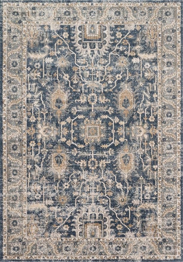 Loloi Teagan Collection TEA-03 Denim/Pebble 2'-8" x 4' Accent Rug, Large, Soft Neutral Rug, High-Traffic for Living Room, Bedroom, Home Office, Dining Area