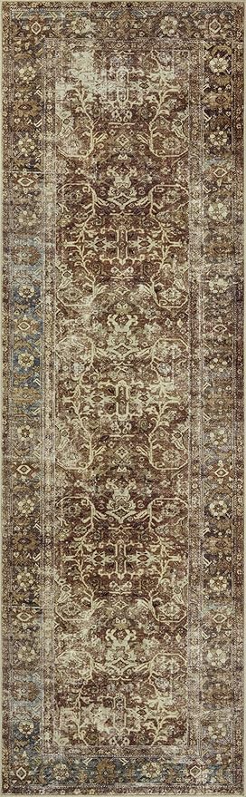 Loloi Magnolia Home by Joanna Gaines Sinclair Collection SIN-01 Rust/Lagoon 2'-3" x 9'-6", .25" Pile Height, Machine Washable, Runner Rug
