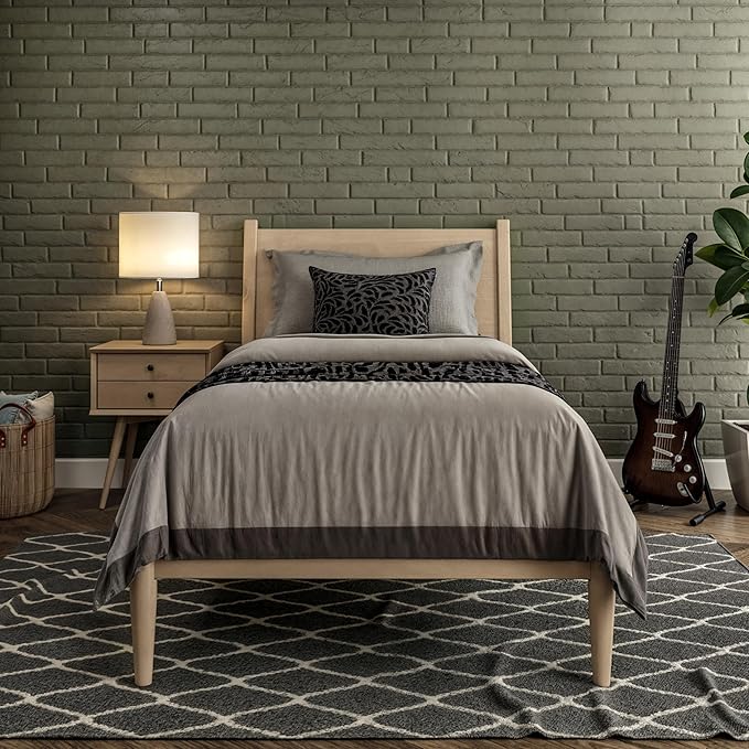 Camaflexi Mid-Century Panel Bed - Twin Size - Light Oak Finish