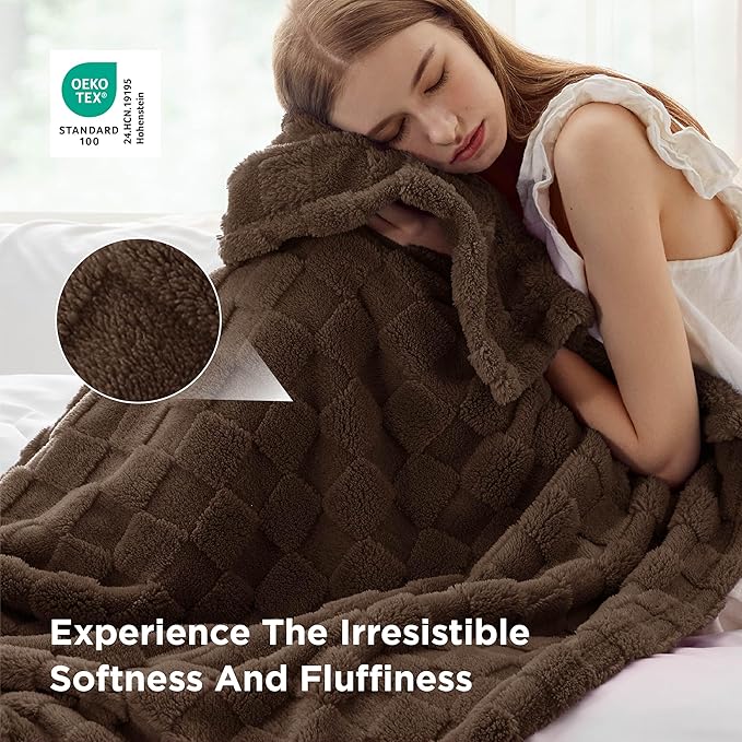 Bedsure GentleSoft Blankets Queen Size for Bed - Super Soft Cozy Blanket for Women Men Girls, Large Fuzzy Fleece Throw for Bedroom Decor, Dark Brown, 90x90 Inches