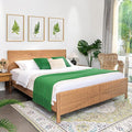 Yechen Hand-Woven PE Rattan King Bed Frame with Headboard and Footboard, Boho Mid Century Modern Bedframe with Vintage Pattern, Wicker Bed with Metal Frame and Slats, No Box Spring Needed, 1000lbs