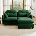 74" Loveseat L Shaped Sofa with Ottoman, Comfy Chenille Fabric Cloud Sectional Couch, Modern Upholstered Deep Seat Sofa with Armrest Pillow, Cloud Couch for Small Spaces Apartment, Green