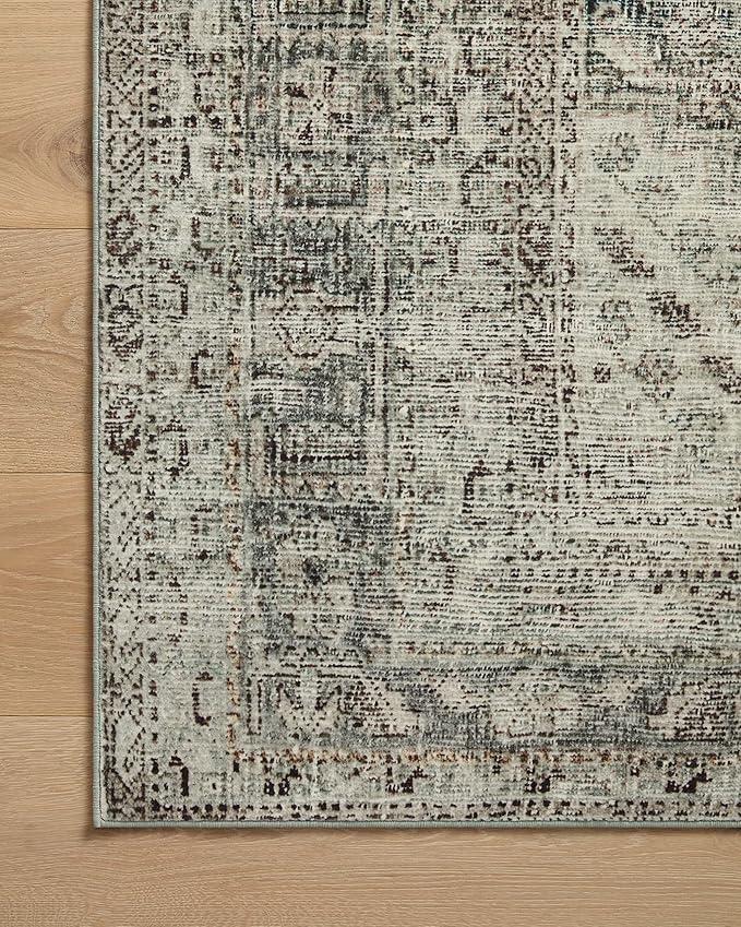Loloi Magnolia Home by Joanna Gaines Sinclair Collection SIN-04 Natural/Sage 8'-6" x 11'-6", .25" Pile Height, Machine Washable, Area Rug