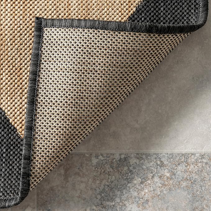 nuLOOM 8' Square Outdoor Performance Area Rug, Stain Resistant, Weather Resistant, High Traffic, Patio, Balcony, Outside, Sabina Dark Grey