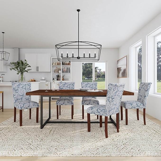 HomePop Classic Parsons Dining Chair -Denim Jacobean Print (Set of 2)