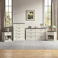 Farmhouse Dresser and Nightstand Sets, 4Pcs Bedroom Furniture Set, Nightstand Set of 2 & 55" Wide 6 Drawer and 44" Tall 5 Drawer Dresser with Large Drawers & Bar Handles, White