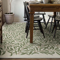 RUGGABLE x Morris & Co Machine Washable Area Rug – Pure Willow Boughs Green 9x12, Stain-Resistant, Non-Slip – Large Rugs for Living Room, Bedroom, Hallway, Entryway & Office–with Cushioned Pad