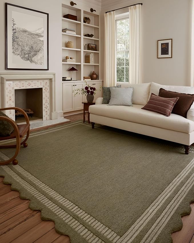 Loloi Chris Loves Julia Scottie Collection SCO-01 Olive/Pebble 3'-6" x 5'-6", .87" Pile Height, Accent Rug