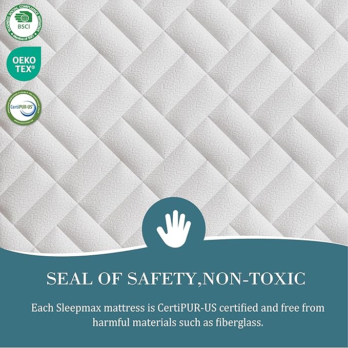 Sleepmax Firm King Mattress 14 Inch - Deep Sleep Hybrid Mattress Pain Relief - No Sagging Bed in a Box for Back & Side Sleepers - Extra Support, Fiberglass-Free, CertiPUR-US Certified, 365-Night Trial