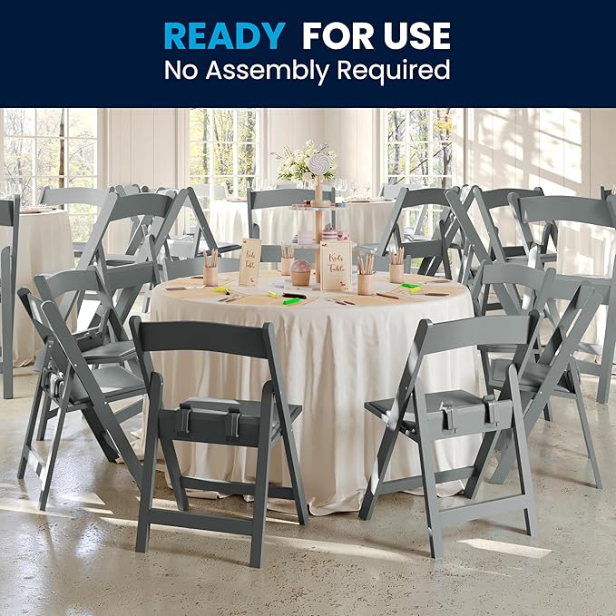 Flash Furniture Hercules Kids Gray Resin Folding Chair with Gray Vinyl Padded Seat